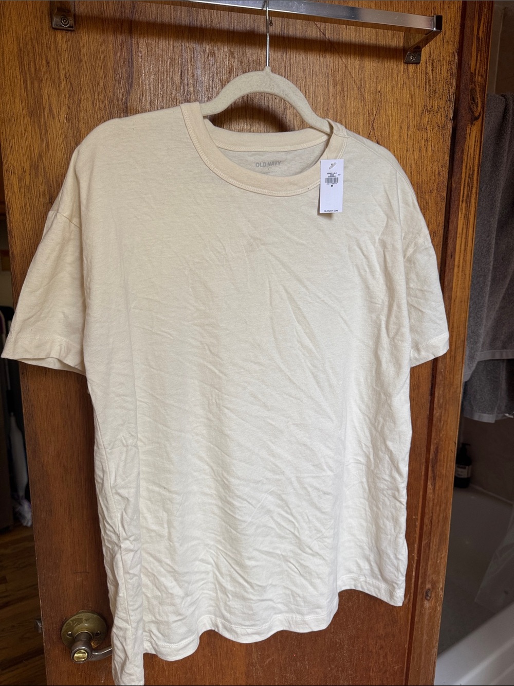 Old Navy Cream-Off White Men's Short Sleeve Crewneck Tee
